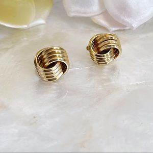 Gold Tone Knot Classic Clip Earrings 5/8” Elegant